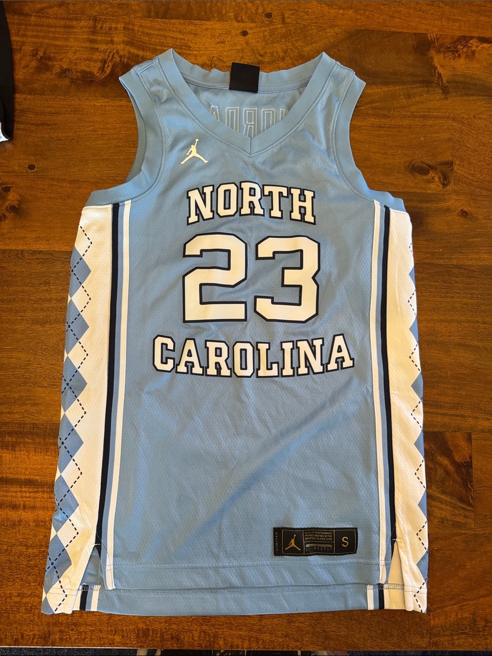 Jordan North Carolina #23 Light Blue and White Basketball Jersey adult small